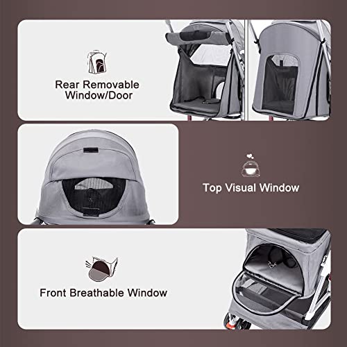 SPRICHIC Lightweight Foldable Pet Stroller - 4 Wheels Travel Folding Carrier for Small Dog & Cat, Cat Dog Stroller with… - Image 4