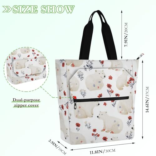 Bolsa de tela de oso polar reutilizable con cremallera 4
