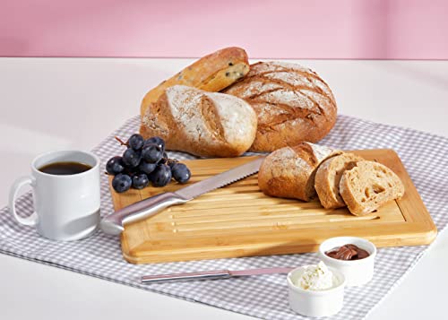 Royalhouse Large Premium Natural Bamboo Bread Cutting Board With Crumb Tray, Bread Serving Tray For Kitchen #TOP6