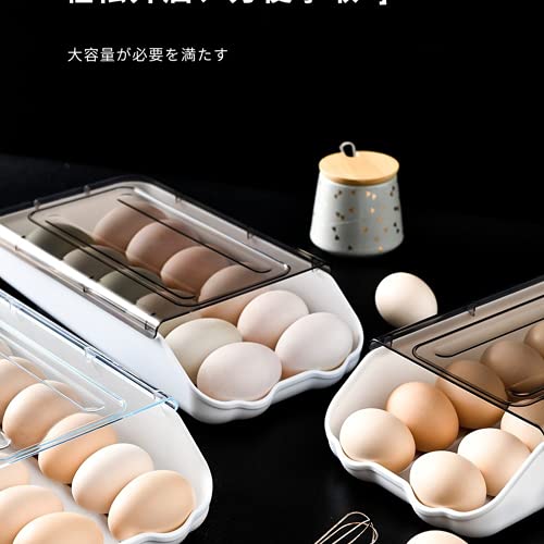 Vawaa Japanese Style Superimposable Rolling Egg Box Household Transparent Drawer Type Fresh-Keeping Storage Box Egg Box Wholesale (Black) #TOP3