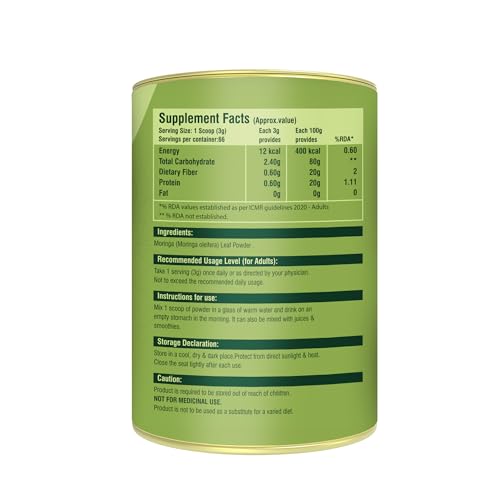 Image of Pure Nutrition Moringa Powder, 200g (100g x2) | Helps in weight management | Reduces stress levels | Improves immunity and energy levels | Packed with vitamins, minerals and amino acids