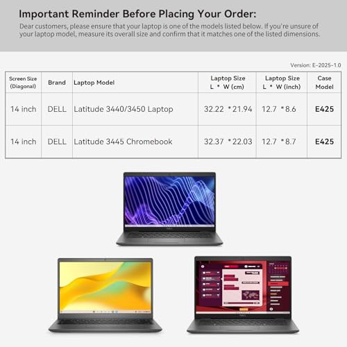 Image of Smatree Laptop Sleeve for 14 inch DELL Pro 14 Essential PV14250 /14255 | for 14 inch DELL 14 Plus /14 Plus 2-in-1 /Pro 1414250,Pro 14 Plus PB14250 /P1425,ProMax 14 MC14250 /MC14255 Case (E425)