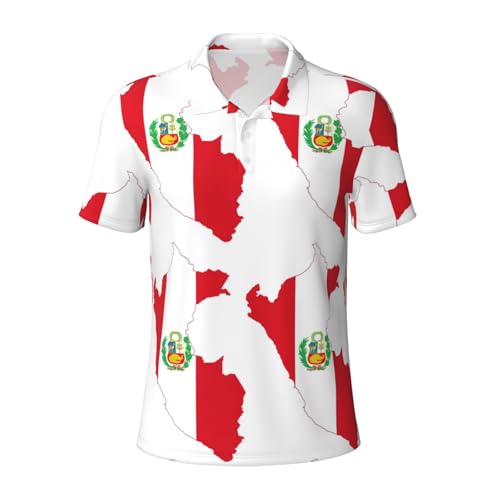 Polo drapeau Pérou EdWal pour homme t-shirt à manches courtes respirant