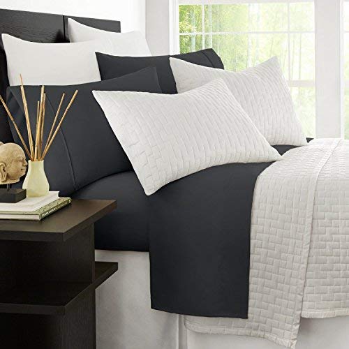 Zen Luxury 1500 Series Bed Sheets - Eco-Friendly, Hypoallergenic and Wrinkle Resistant Rayon Derived from - 4-Piece - Queen - Grey