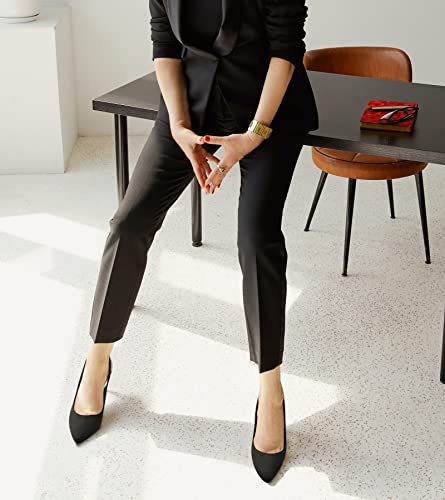 Greatonu Womens Black Formal Classic Kitten Slingback Heels Pumps Shoes Size 9 #TOP2