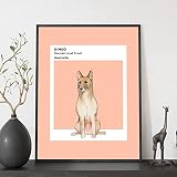 Nacnic Dingo Print. Poster mit Illustrationen von Hunderassen in warmen Tönen und Kuchen. Innenausstattung. A4 Größe