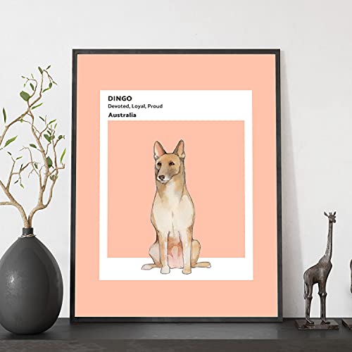 Nacnic Dingo Print. Poster mit Illustrationen von Hunderassen in warmen Tönen und Kuchen. Innenausstattung. A4 Größe
