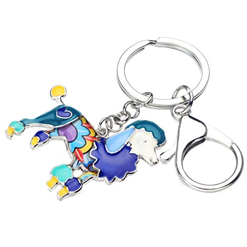 WEVENI Enamel Alloy Poodle Dog Keychain Pet Key Ring Bag Car Wallet Charms For Women Girls2