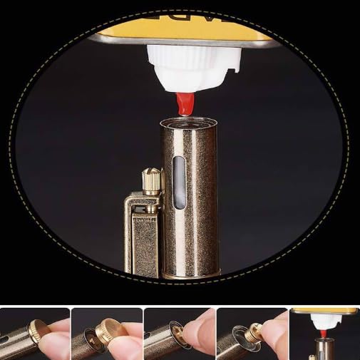 Image of Smoke King Trench Lighter Vintage Refillable Lighter with Mechanical Grinding Wheel, Transparent Oil Tank, Windproof & Durable Retro Design Gift for Men (Fuel Not Included)