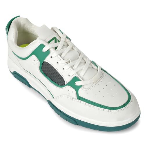Image of Liberty LEAP7X JETSTEP-E Sneakers for Men - White & Green Sporty Casual Shoes | Memory Foam Cushioned Insole, Lightweight Lace-Up Sneakers for Walking, College, Travel & Casual Outings