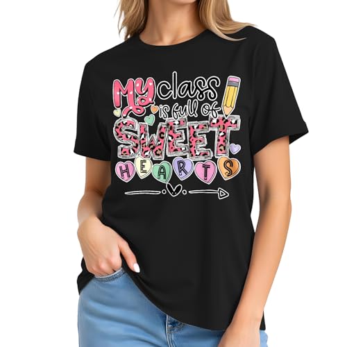 Image of Teacher Shirts for Women-Weird Teacher Build Character Short Sleeve | Soft Multicolor Letter Shirt Great for Teacher Appreciation Gift Back to School and Classroom Photos Matching Tee Top