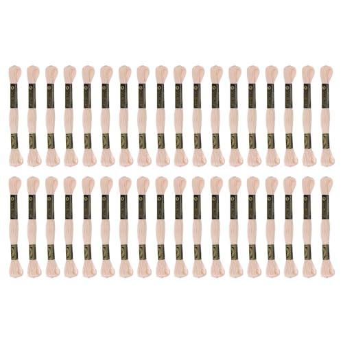 Image of HARFINGTON 3pcs 12 Skeins Embroidery Floss 8.75yds(8m) Egyptian Long-Staple Cotton Cross Stitch Thread for Sewing DIY Bracelet Yarn String and Crafts, Dark Beige(63774)