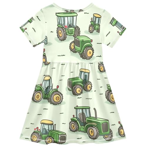 Boccsty Green Tractors Trucks Baby Girls Dress Kids Toddler Sundress Party Summer Dresses 2T2