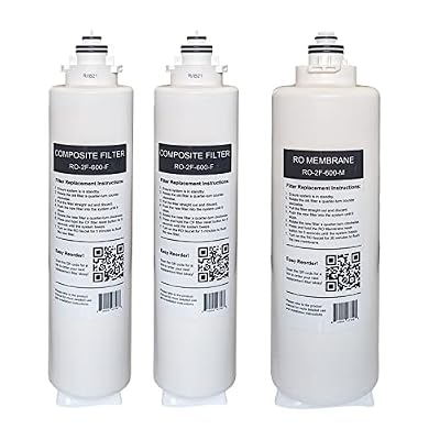 USWF 2-Year Replacement Filter Set for RO-2F-600 Tankless Reverse Osmosis System, Pack of 2 CF Filters and 1 RO Membrane
