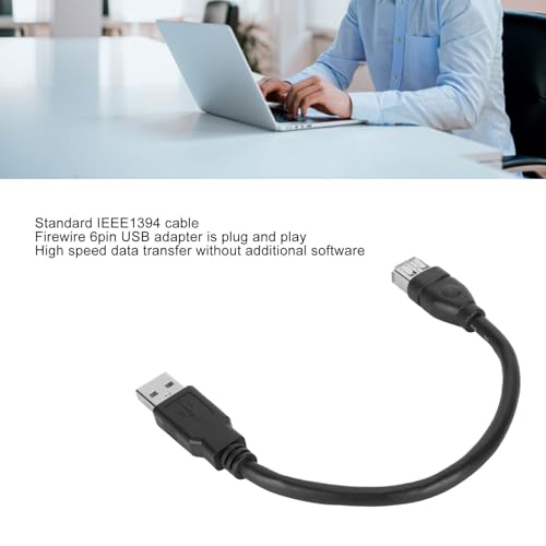 KIMISS Firewire 1394 Cavo Adattatore da 6 Pin Femmina a USB 2.0 AM, Plug & Play, Trasferimento Dati Ad Alta velocità, Materiale Flessibile in PVC, Compatibile con Videocamere DV