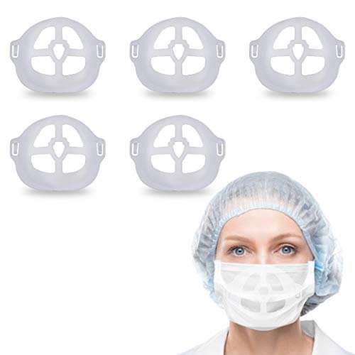 3D Face Bracket for Nose Pads,Lipstick protection Bracket Internal Protective Support Tailored For Nose And Mouth To Increase Breathing Space,Reusable Washable Translucent Pack of 5