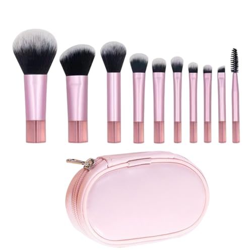 Juego de brochas de maquillaje de viaje, juego de brochas de maquillaje de viaje, ergonómicas, pequeñas herramientas de belleza profesionales para mujeres y niñas, rubor en polvo, sombra de ojos