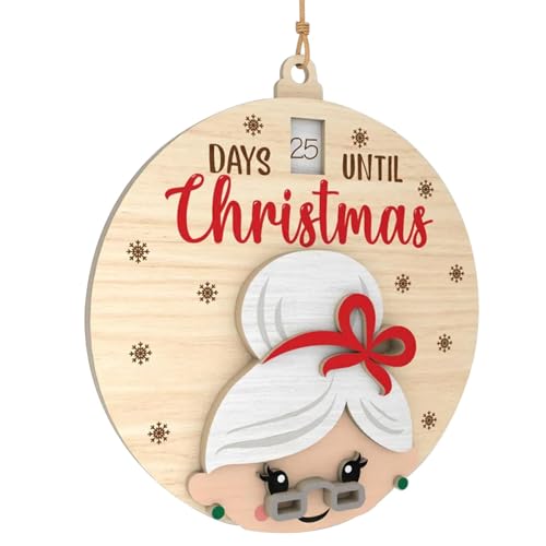Calendarios de Adviento 2024, colgante redondo vintage de cuenta regresiva para Navidad, colgante de árbol de Navidad de granja, decoración de madera, decoración del hogar de vacaciones para puerta de
