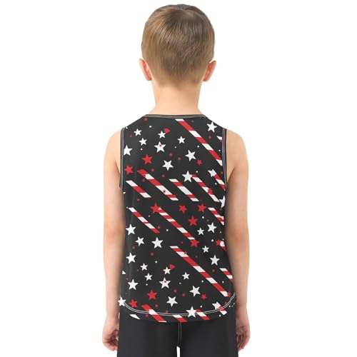 Boys Tank Top Shirts USA Flag Style Stars and Stripes Sleeveless T-Shirts Crew Neck for Kids Clothing Children3