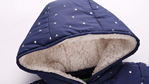 𝗦𝗵erpa Lined Jacket for Baby Girls Puffy Zip Up Star Print Hooded Coat Kids Windproof Thicken Warm Outerwear2