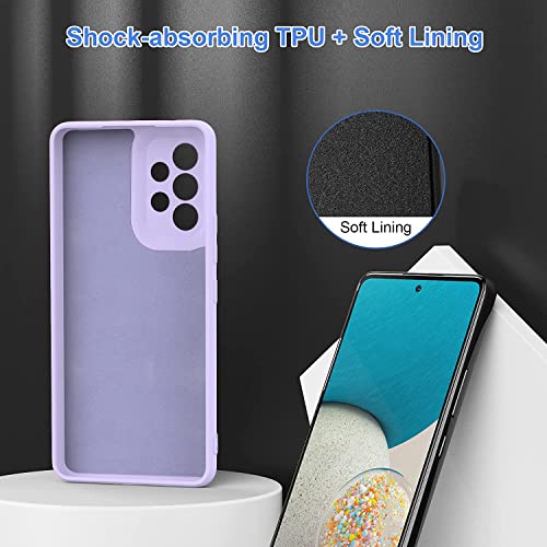 Image of DIZORO Microfiber Candy Case Compatible for Samsung A53 5g Smooth Touch Cushion Liquid Soft Silicone Gel Rubber Phone Cases Non-Slip Full Body Protective Shockproof Back Cover (Purple)