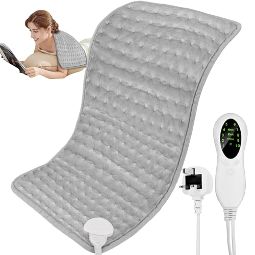 Heating Pad for Pain Relief 30 x 60 cm Electric Heat Pad for Back Pain and Cramps Relief Fast Heat Pad with 10 Temperature Options & 3 Timer Settings -Auto Shut Off- Machine Washable