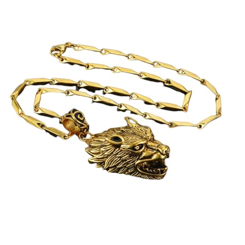 Collier loup homme fini les bijoux fragiles pendentif punk 2-en-1