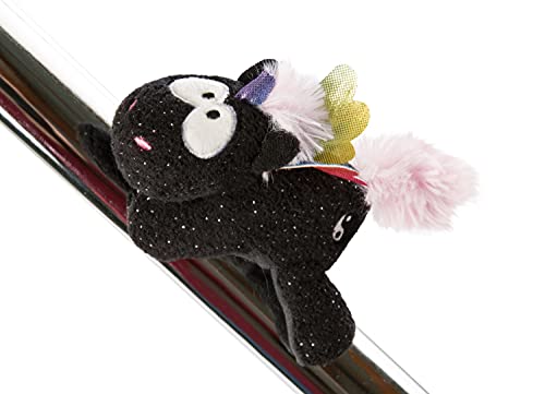 NICI- Licorne MagNICI Arc-en-Ciel Yin 12cm, Animal, 47372, Noir/Multicolore, aimantée en Peluche