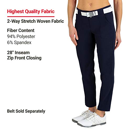 Jofit Apparel Women&rsquo;s Athletic Clothing Belted Cropped Ankle Pant for Golf & Tennis, Size 8, Midnight