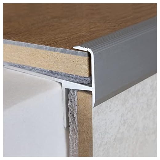 Stratifié/Parquet-Nez de marche / cornière pour escaliers, 13,3 mm de haut, 33 mm de large, Aluminium anodisé, foré, couleur: argent