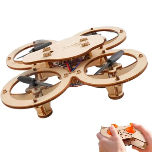 Wooden Drone Model Kit, Holz-Drohnen-Modellbausatz, DIY-Holzmontage RC-Drohnen-Bausatz, Fernsteuerbare Mini-Quadcopter-Bausätze für Erwachsene & Kinder, Bildungswissenschaftliche Kits
