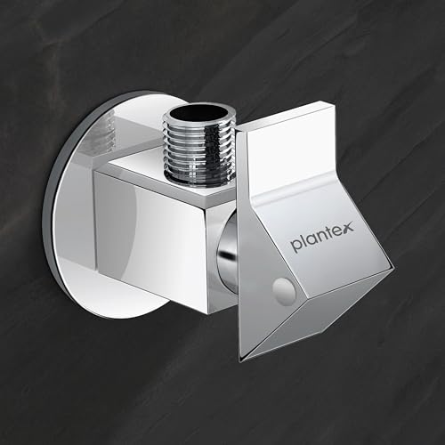 Image of Plantex Pure Brass PRI-305 Angle valve with Teflon tape and Brass Wall Flange for Bathroom /Wash Basin /Washing Machine- [Mirror Chrome]