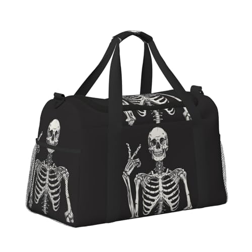 Skeleton Duffle Bag Foldable Travel Tote Bag Carry On Large Weekender Overnight Bags Waterproof Gym Bag For Women Men