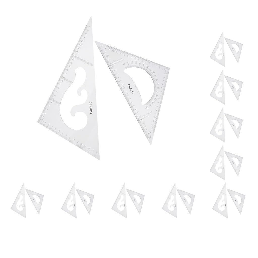10 Set 2 Pack 45/60 Grad Geometrie Dreieck Lineal Zeichnung Zeichnung Set Transparent 30 cm
