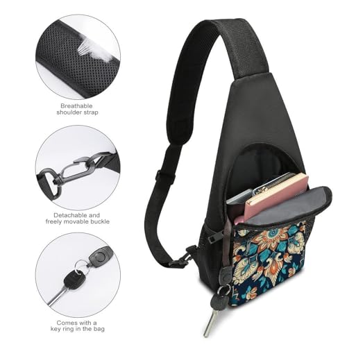 Vintage Mandala Flowers Sling Bag Ligera para Senderismo y Viaje miniatura 4