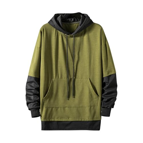 Contrast Color Pullover Hoodie Mens Patchwork Hoodies Men Casual Long Sleeve Sweatshirt With Pocket Fall Fashion Tops