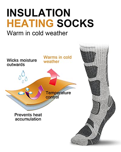 Ski Socks Mens And Women [2 Pack], Warm Merino Wool Ski Socks For Adult Skiing, Snowboarding And Outdoor Activity, Non-Slip, Knee-High Wool Ski Socks, Grey #TOP4