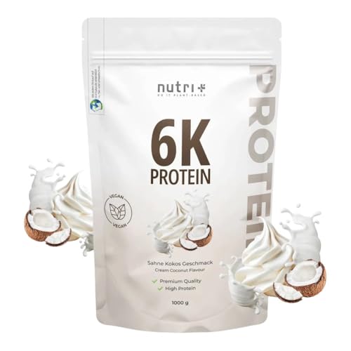 Nutri+ Eiwitpoeder 6K Kokos en Room 1kg - hooggedoseerd Proteïnepoeder Coconut Cream - Eiwitpoeder met 6 Bestanddelen - veganistisch Eiwit Isolaat Eiwitconcentraat 1000g - Afbeelding 5