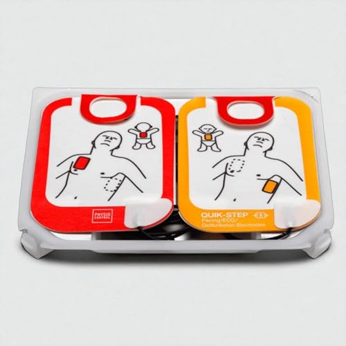 Physio-Control QUIK-STEP - Elettrodi per defibrillatore LIFEPAK CR2, accessori originali AED, cuscinetti di ricambio elettrodi, stimolazione defibrillazione ECG, per adulti e bambini, QuickStep