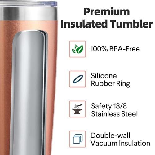 Volhoply 20oz 550ml Travel Insulated Tumbler with Lid and Straw Bulk 4 Pack - Image 3