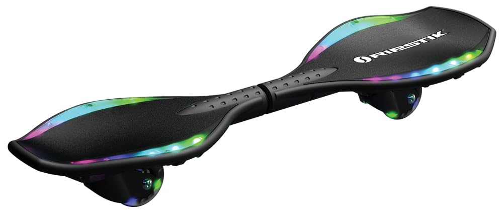 Razor Ripster Lightshow Waveboard - Tavola a Rotelle per Bambini Dagli 8 anni in su con Sterzo a 360°, Ponte Luminoso Attivato dal Movimento, 5 Modalità di Luce, Antiscivolo - Nero