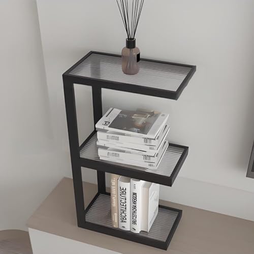 Estantería esquinera para libros, estantería de esquina, estanterías, estanterías modernas, estanterías negras, estantería de metal, adecuada para sala de estar, dormitorio, estudio, balcón, oficina