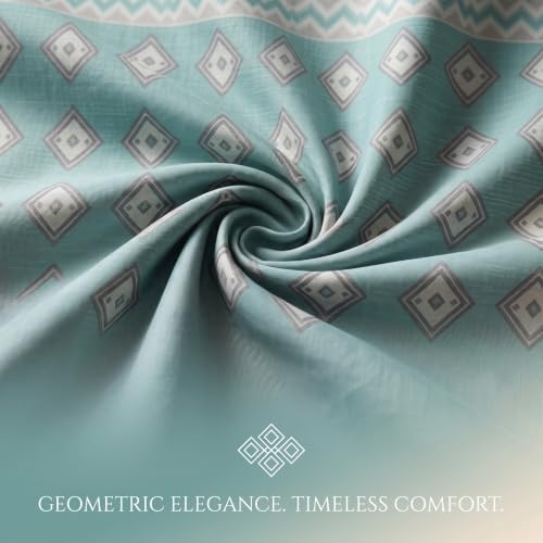 Image of BSB HOME 240 TC Cotton Double Bedsheet with 2 Pillow Covers, Soft & Breathable Bed Sheet for Double Bed, Fade & Wrinkle Resistant, Floral Print, 90 x 100 Inches (228 x 254 cm) - Seafoam Green