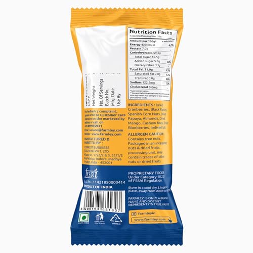 Image of Farmley Snack Mix | 6 Superfood in 1 Mix | Mixed Nuts, Mixed Dry Fruits, Dry Fruits, Nuts and Seeds Mix, Almonds, Cashew, Pumpkin & Sunflower Seeds, Guilt free Snack (Pack of 1) (28 g (Pack of 1))