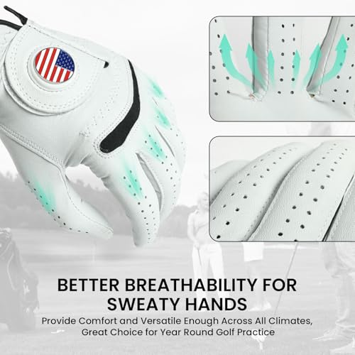 Guantes de golf de cuero de alta flexibilidad para caballeros 3