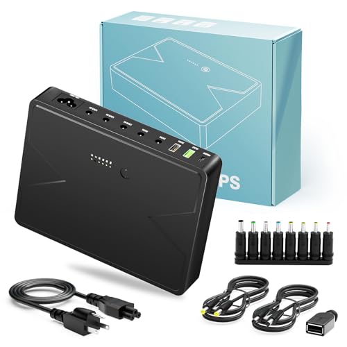 13PCS Mini UPS Battery Backup Power Supply 20000mAh/74Wh Lithium, PD65W & QC3.0 DC UPS Battery Backup & Surge Protector for Compute,Uninterruptible Power Supply for WiFi Router Phone Camera