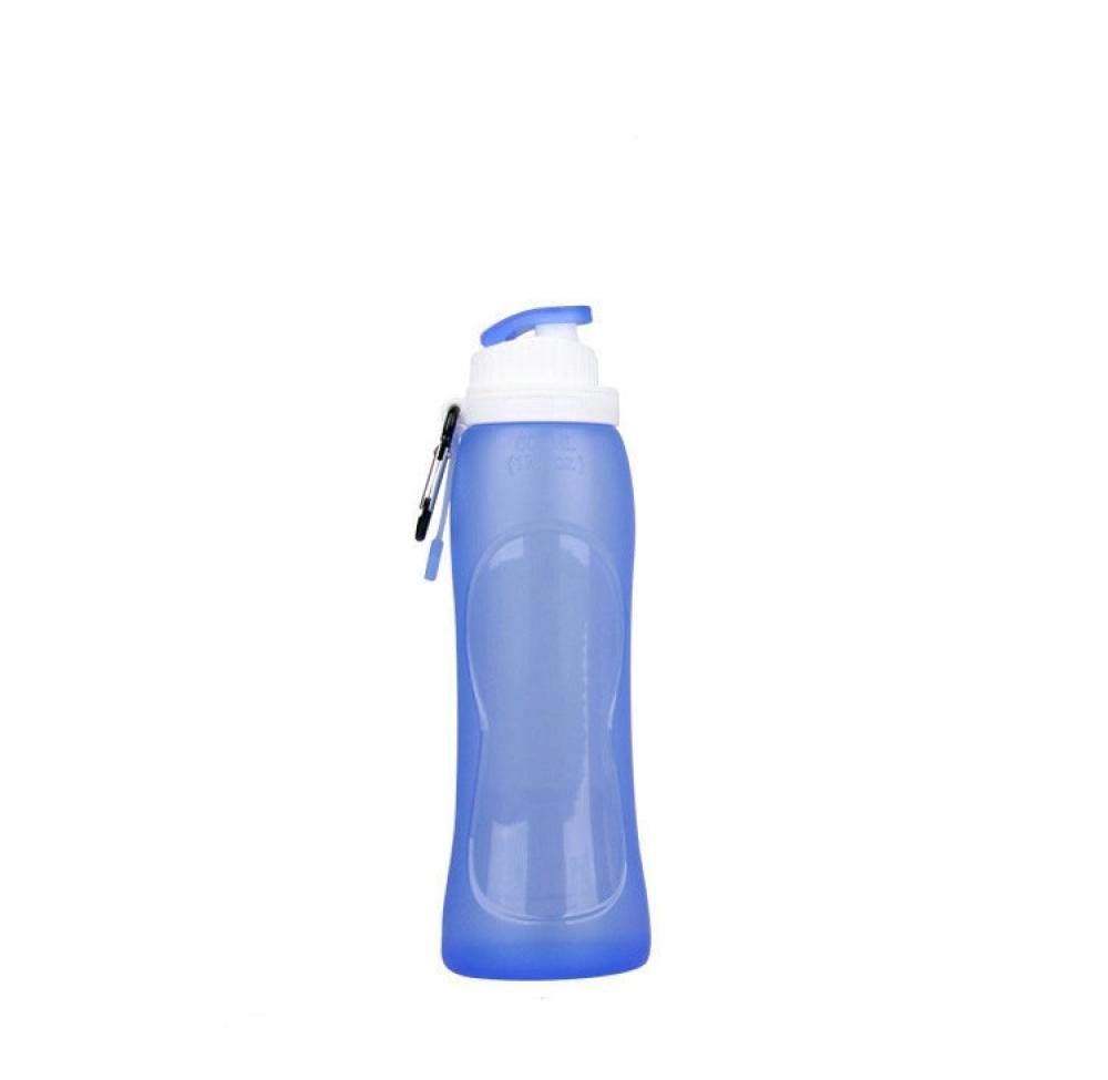 Botella de agua de silicona plegable creativa de 500 ml para deportes, camping, viajes, mi botella de bicicleta de plástico, color: rojo (color: azul)
