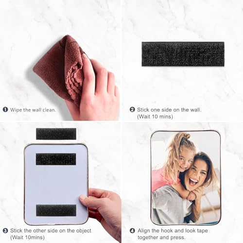 Image of 24 Sets Strips with Adhesive, 1'' X 4'' Hook and Loop Tape, Self Adhesive Strips,Fabric, Waterproof, with Adhesive for Fabric (Black)