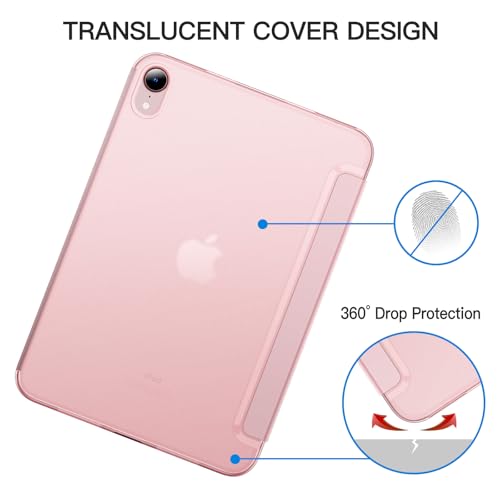 Image of JETech Cover Case for iPad mini (A17 Pro, 2024 Model, 7th Generation) / mini 6 (2021 Model, 6th Generation), Slim Stand Hard Back Shell Smart Cover with Auto Wake /Sleep (Pink)
