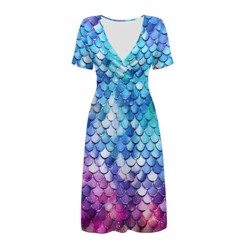 Image of Women's Summer Formal Dresses Short Sleeve Wrap V Neck Dresses Bridesmaid Wedding Guest Dress with Pockets